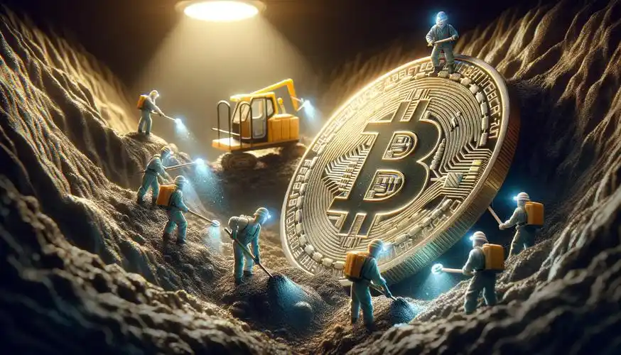 A cryptocurrency miner carefully inspecting a circuit board.