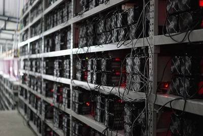 A Bitcoin mining farm, showcasing the concentration of computing power in one location.