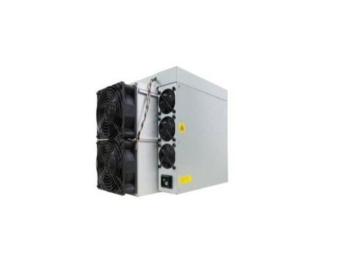 An image of a modern mining rig in a sustainable hosting environment, showcasing energy-efficient design and renewable power integration